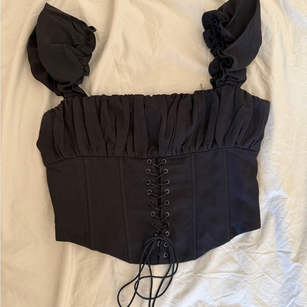 Princess Polly Black Ruched Corset Top